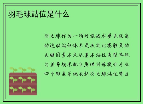 羽毛球站位是什么